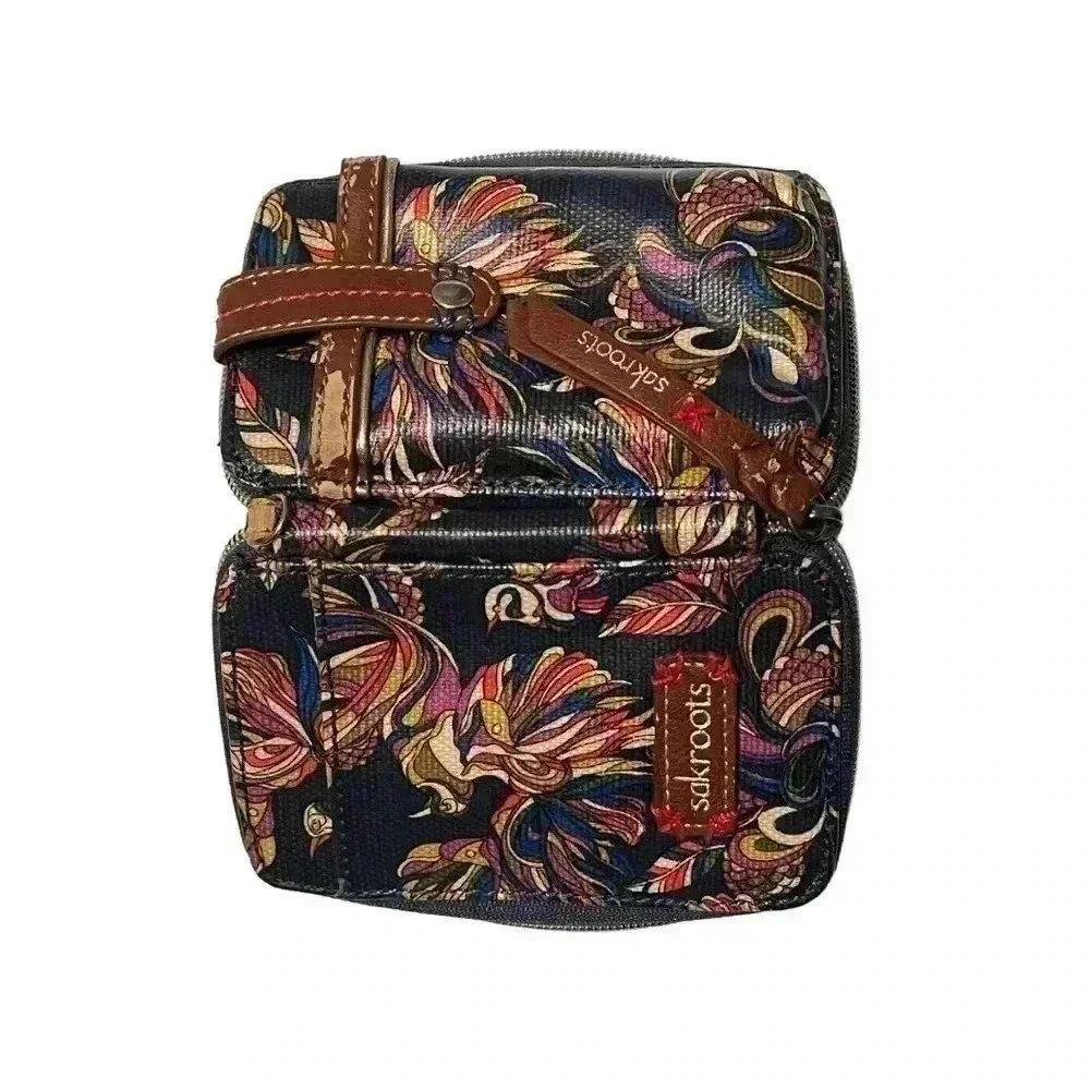 SAKROOTS ZIP AROUND WALLET WITH PHONE POCKET BLUE MULTI PRINT•*PLEASE READ BELOW